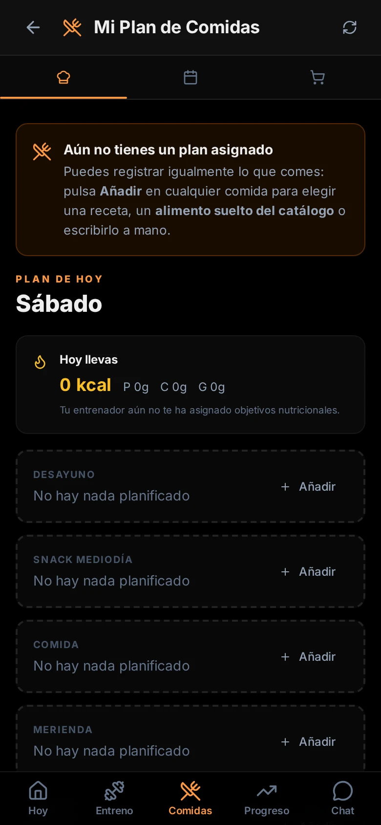 Editor de planes de comida con macros por día